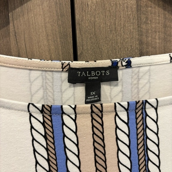 Talbots 1X Top Nautical Rope Print Stretch 3/4 Sleeve - Picture 4 of 11